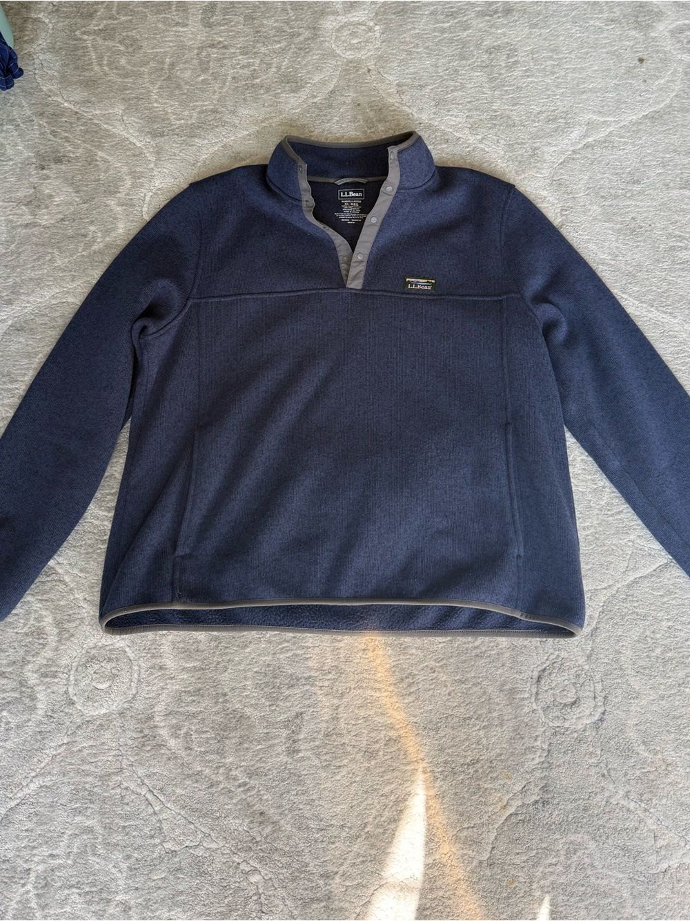 L.L. Bean Men’s Navy Quarter-zip snap Sweater Fleece Pullover, size XL